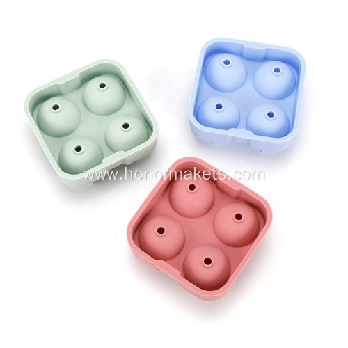 Silicone 4-hole ball ice cube tray
